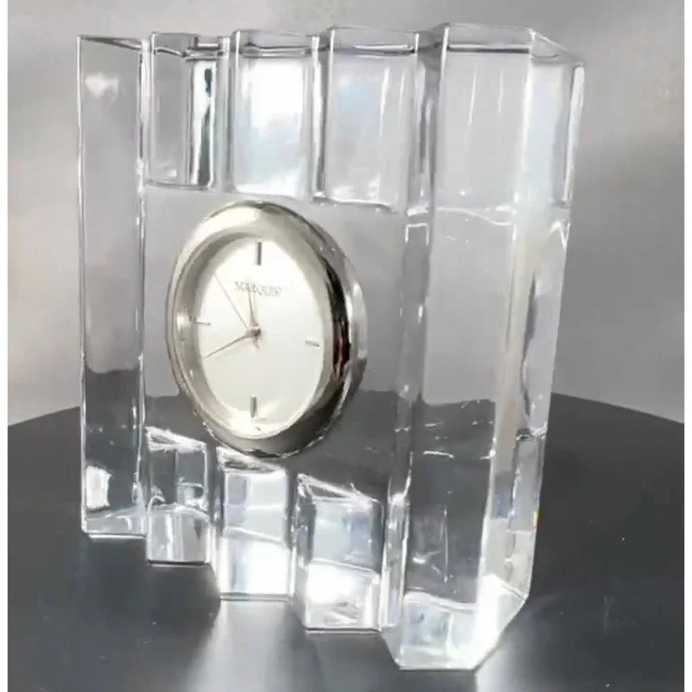 Marquis by Waterford Square‎ Crystal Desk Clock Japan Movement